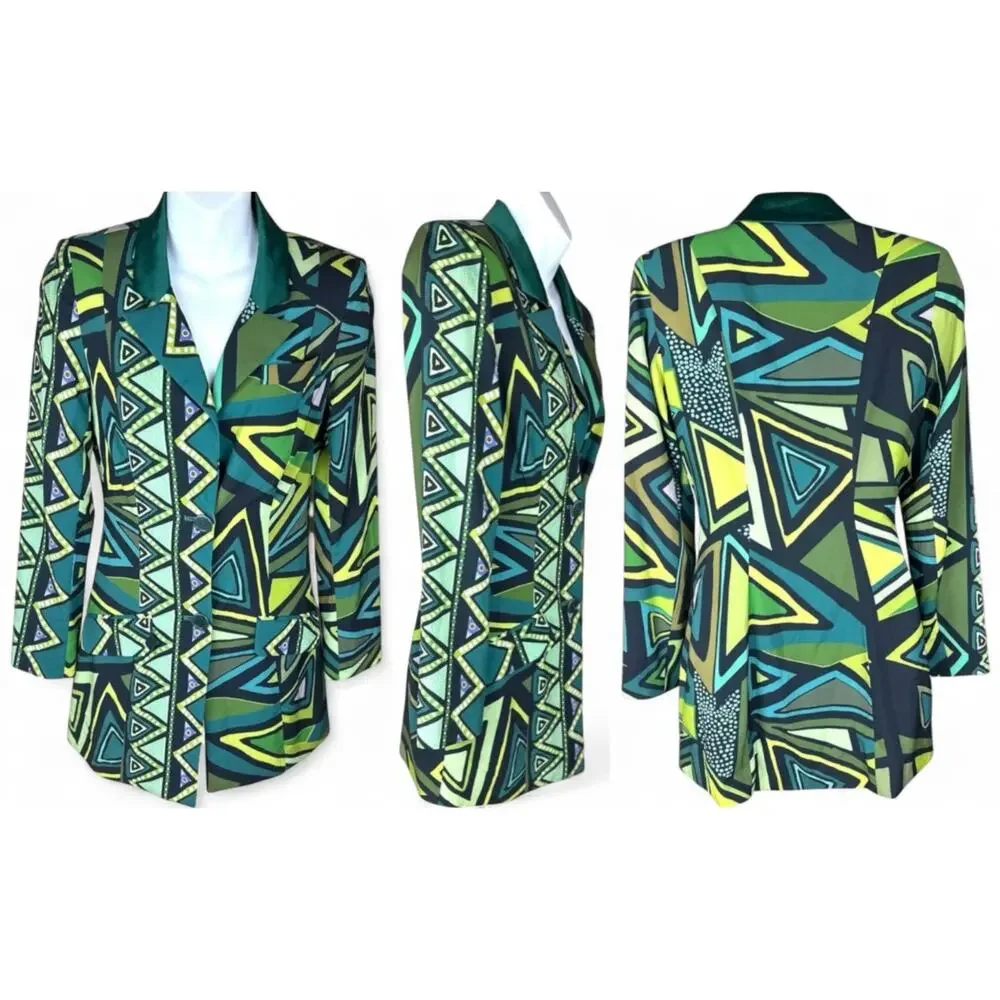 Kahindo Green Tuxedo Jacket Wearable Art Gallerycore Blazer Mini Dress, S EUC